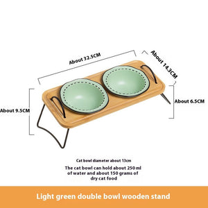 Wooden Rack Ceramic Pet Feeding Bowl: The Perfect Blend of Style and Functionality